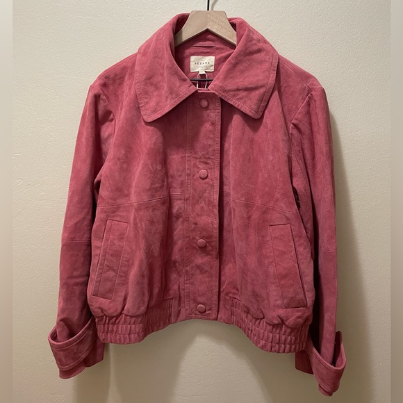 SOLD // Sézane NWT Nelson Jacket in Rosewood Suede Size 40/US 8 - Picture 6 of 7